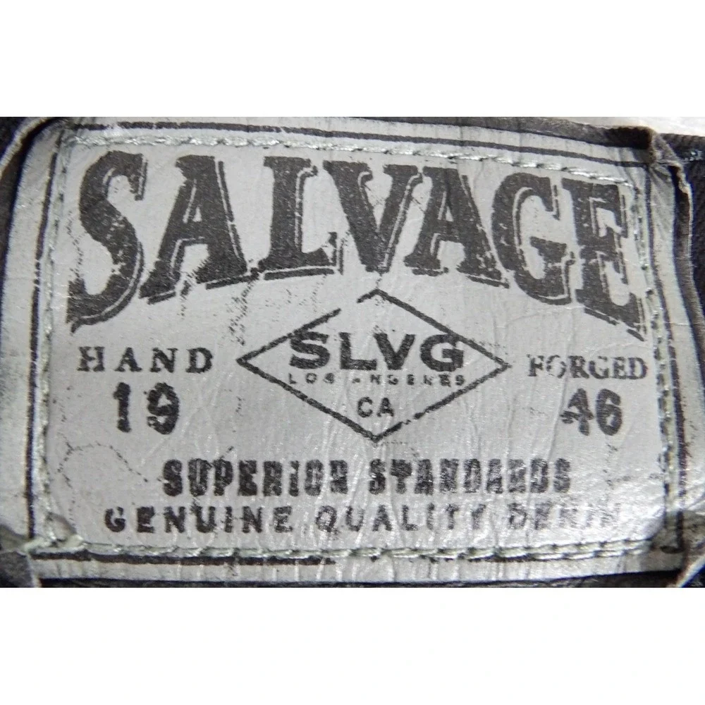 Salvage Havoc Moto Jeans Men W32 L30 Black Slim Straight Biker Buckle Denim Pant